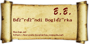Böröndi Boglárka névjegykártya